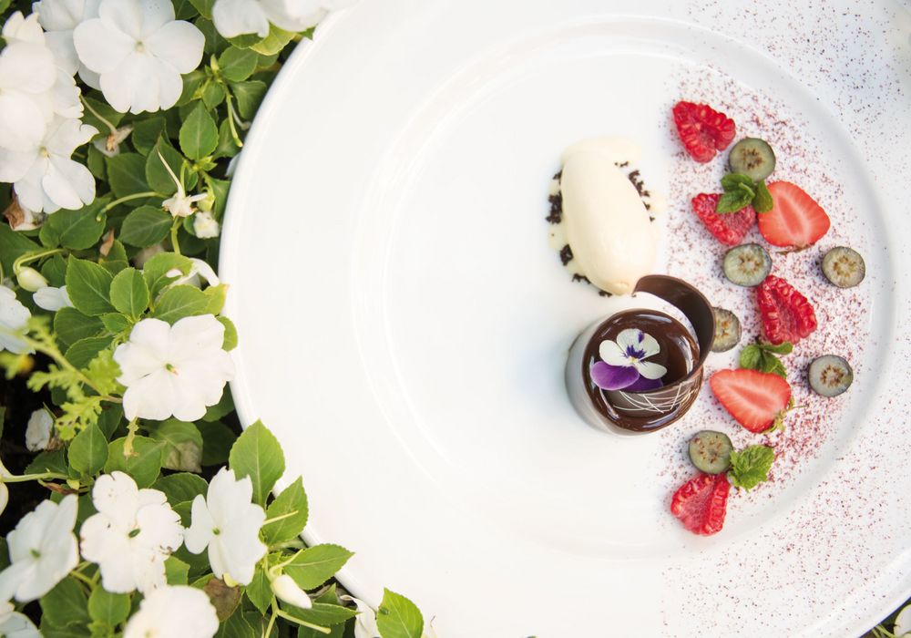 Gourmetgericht im Restaurant des Hotel Vier Jahreszeiten in Südtirol